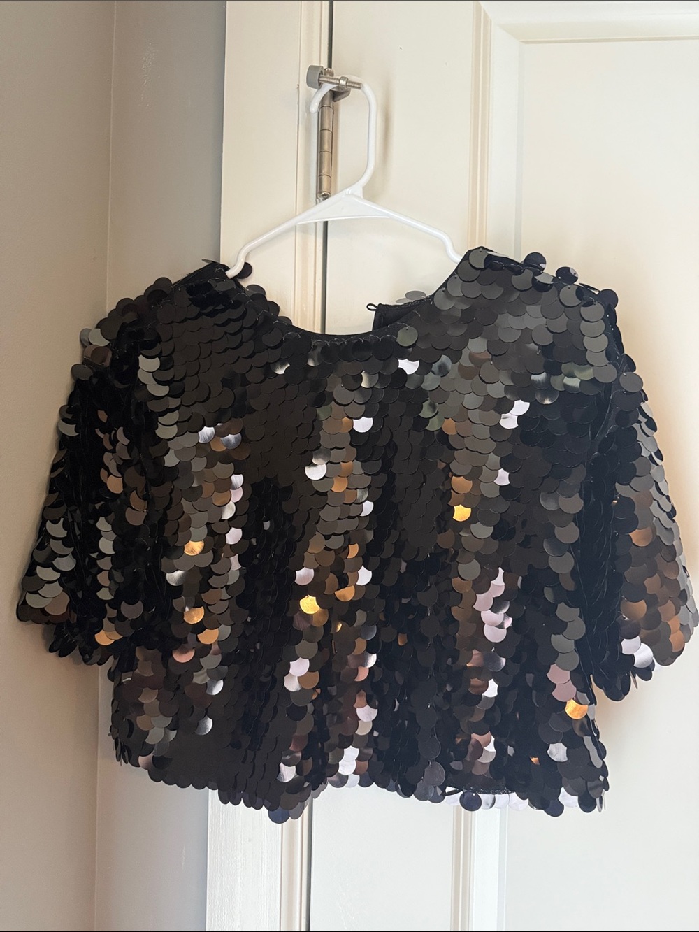 a new day Black Sequin Crop Top